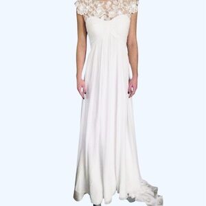 David's Bridal Galina Wedding Dress in Soft White Size 14 NWT Style WG3698